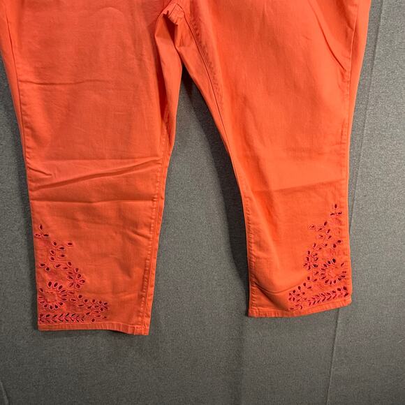 Laurie Felt Regular Daisy Floral Embroidered Ankle_Jeans Light Coral Plus 24 - Picture 7 of 14